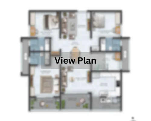 3 BHK 1,042 sq. ft. carpet floor plan